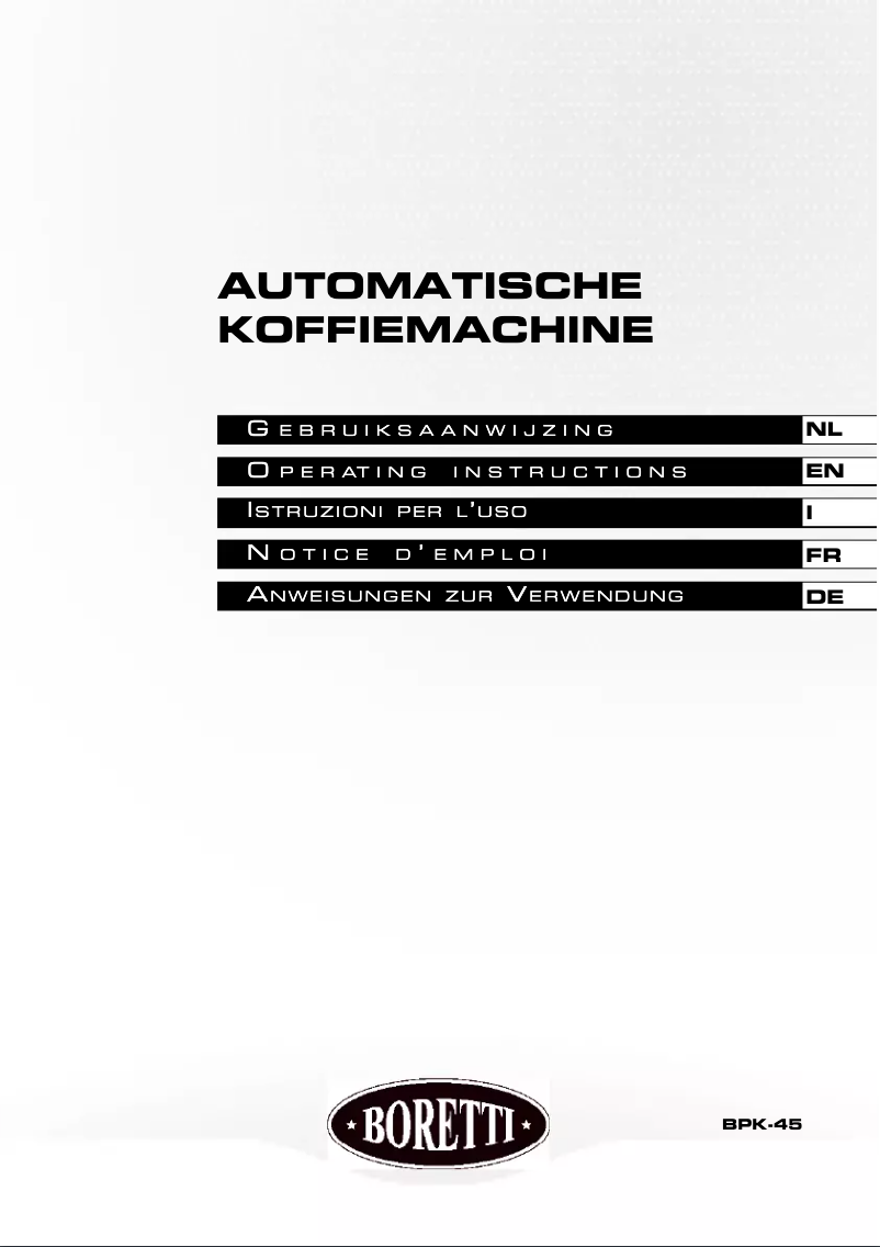 Page 1 de la notice Manuel utilisateur Boretti BPK-45