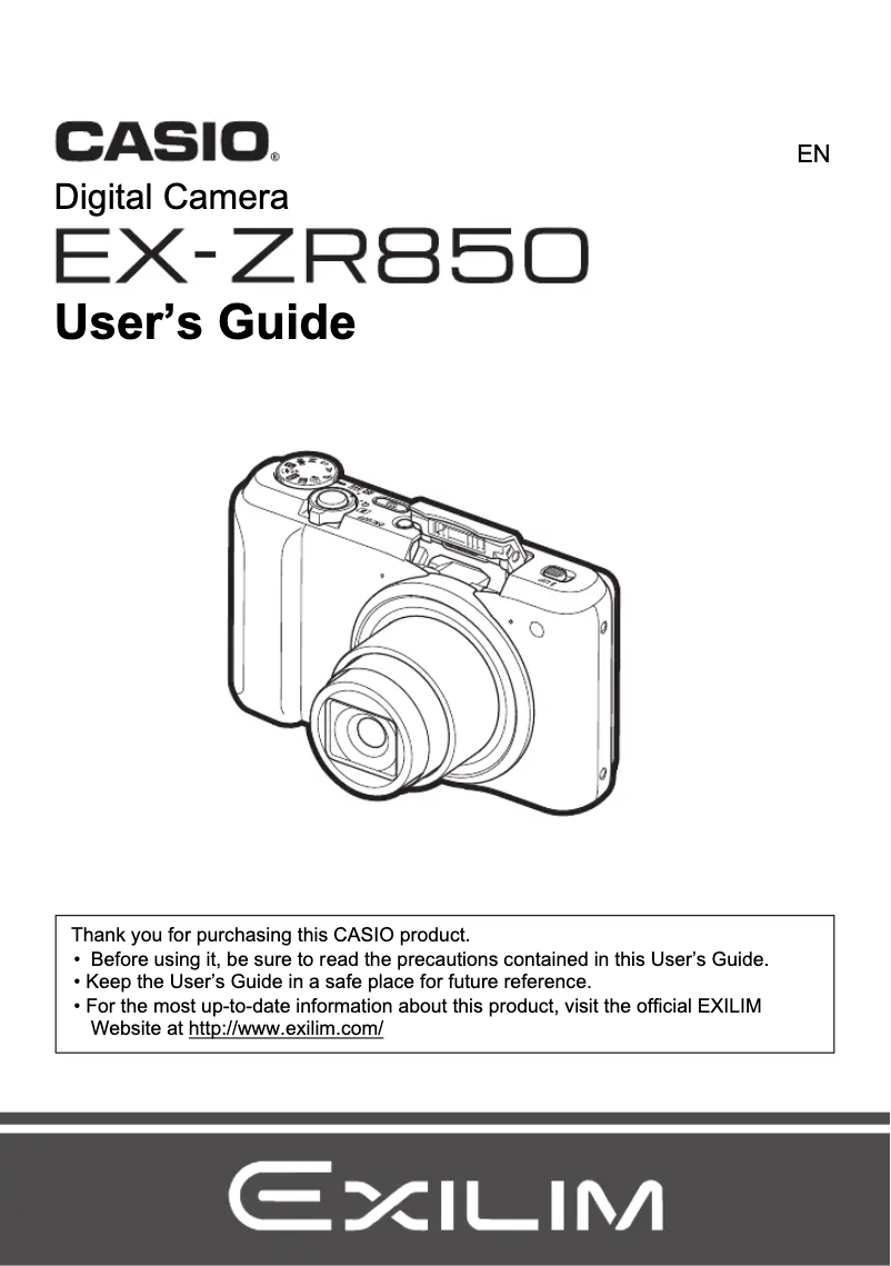 Page n°1 - Manuel utilisateur Casio Exilim EX-ZR850