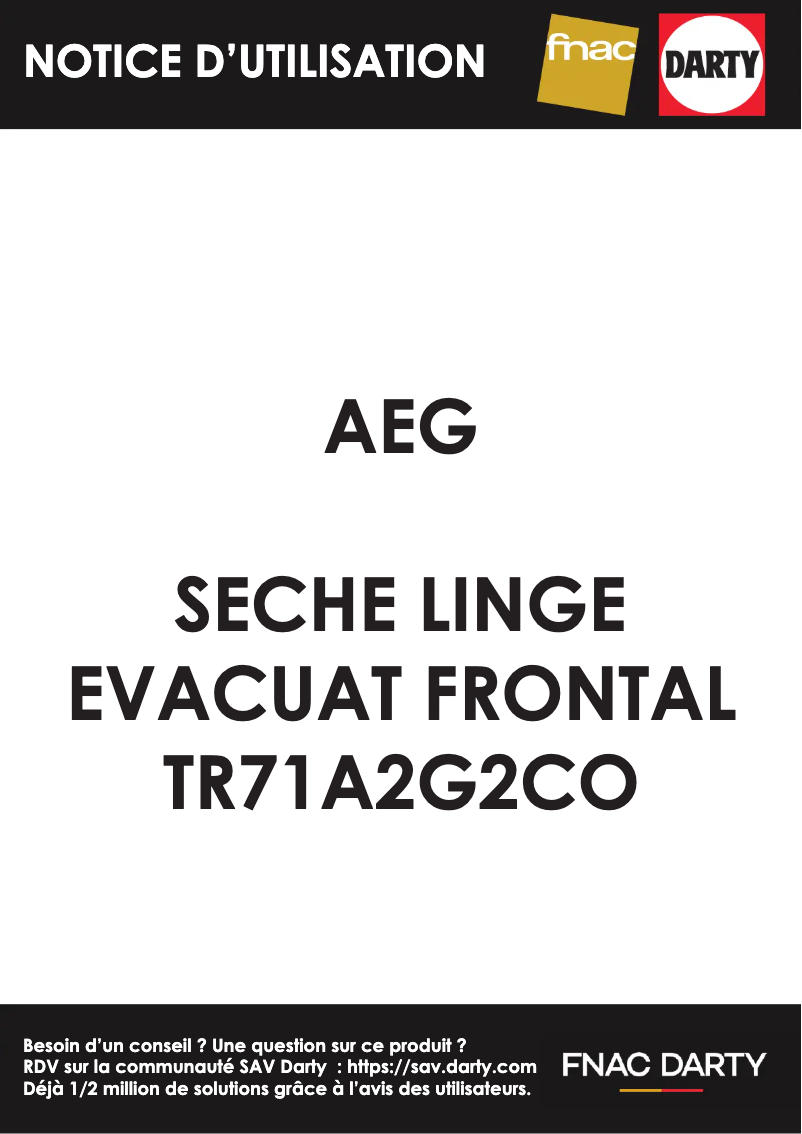 Page n°1 - Manuel utilisateur AEG TR71A2G2CO