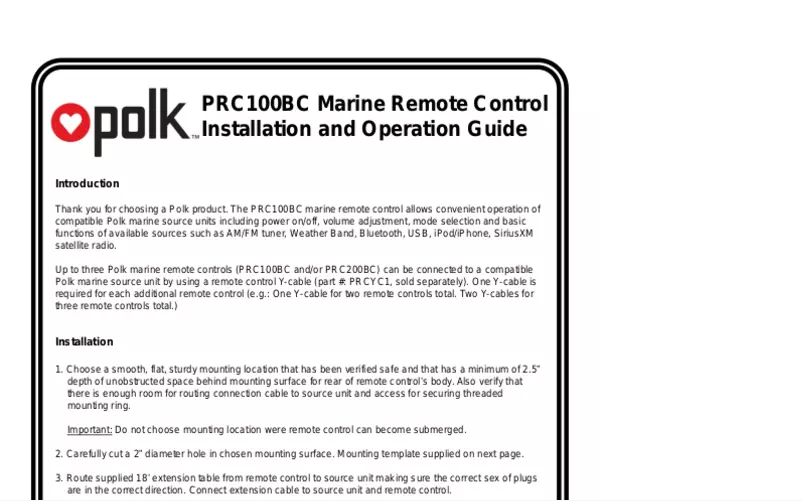 Page 1 de la notice Manuel utilisateur Polk PRC100BC