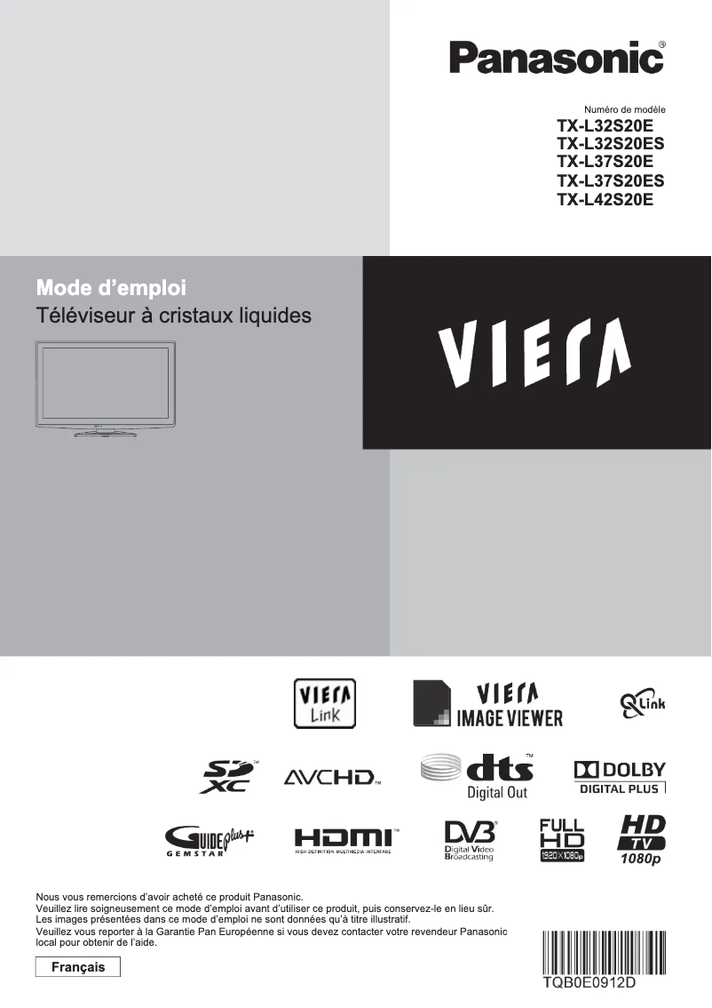 Imagen de la primera página del manual del dispositivo Viera TX-L42S20E