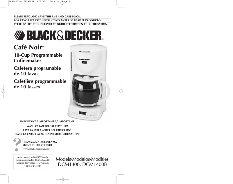 Page 1 de la notice Manuel utilisateur Black & Decker DCM1400B