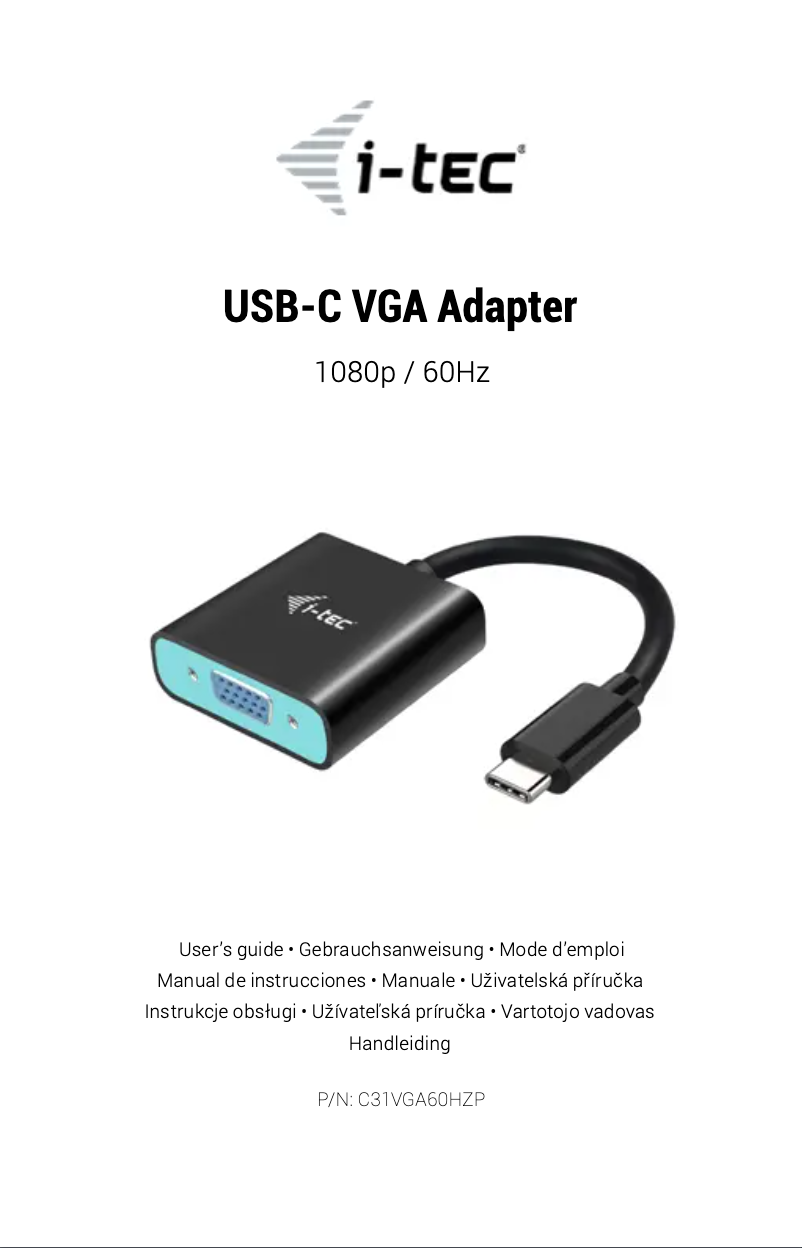 Page n°1 - Manuel utilisateur i-TEC C31VGA60HZP
