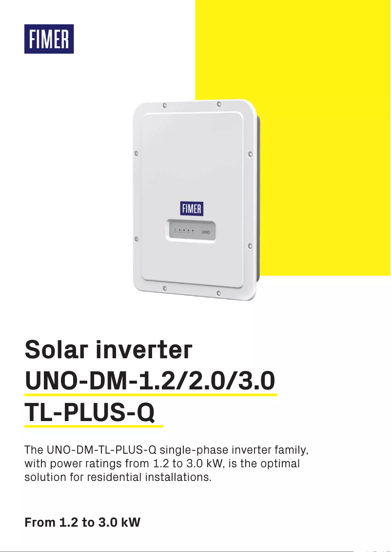Page n°1 - Fiche technique FIMER UNO-DM-3.0-TL-PLUS-Q