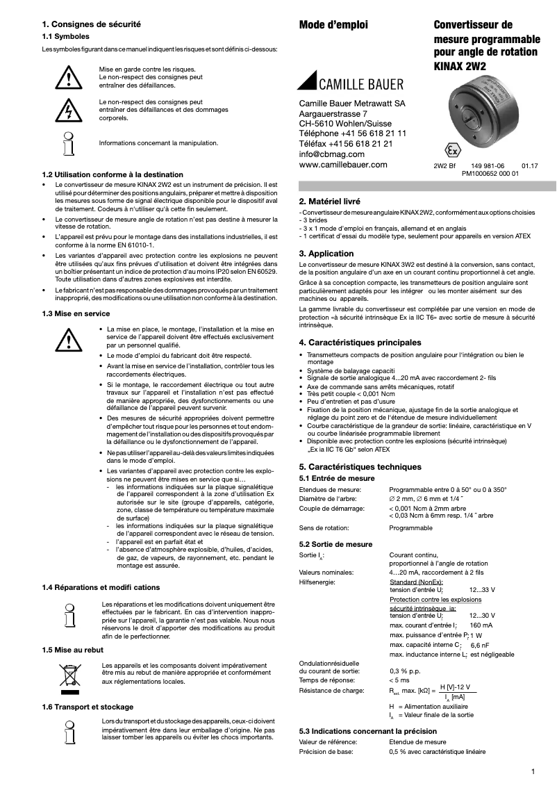 Image de la première page du manuel de l'appareil KINAX 2W2