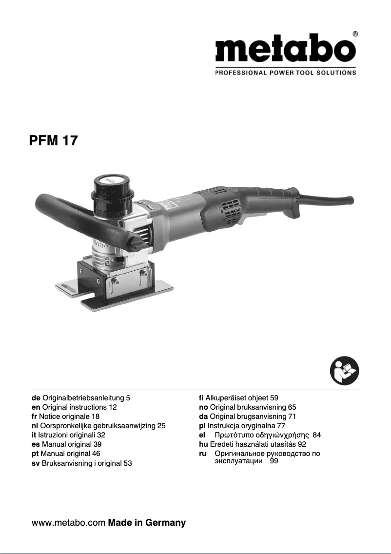Page 1 de la notice Manuel utilisateur Metabo PFM 17