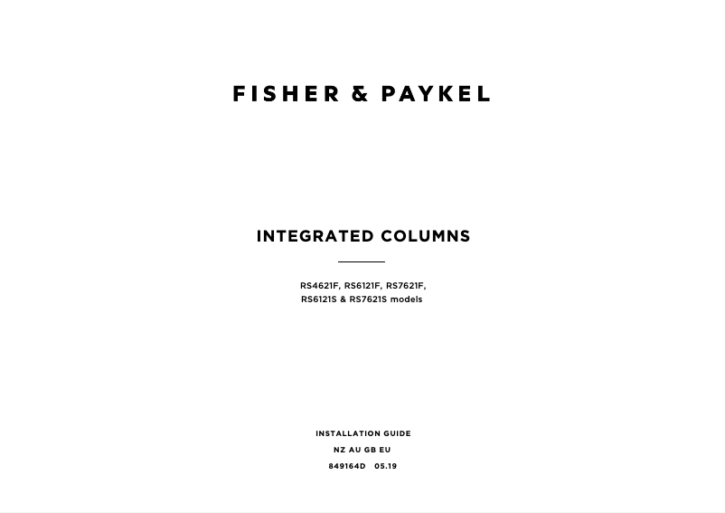 Page 1 de la notice Guide d'installation Fisher & Paykel RS7621SRK3