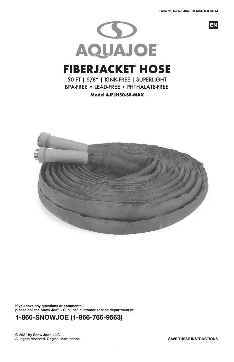 Página 1 del manual Manual de usuario Aqua Joe JFJH50-58-MAX