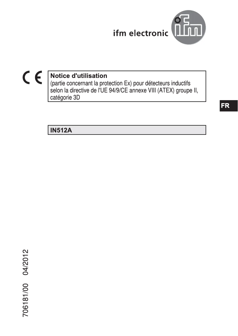 Page n°1 - Manuel utilisateur IFM IN512A