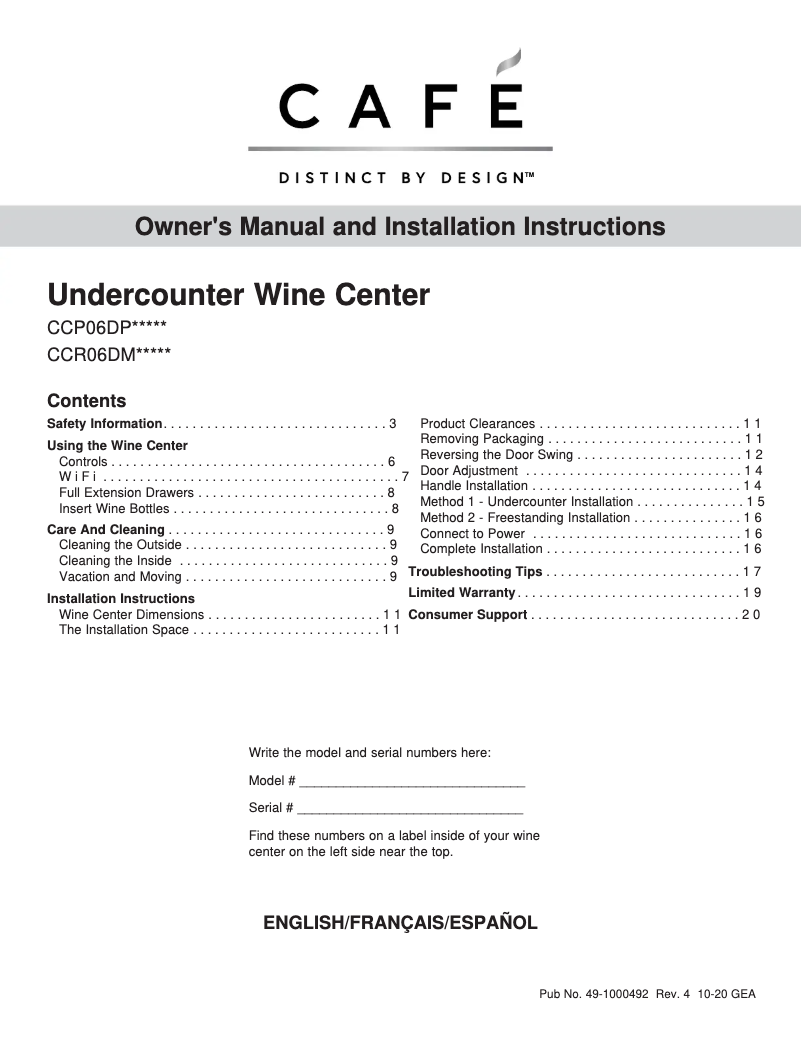 First page image of the manual for CCP06DP3PD1