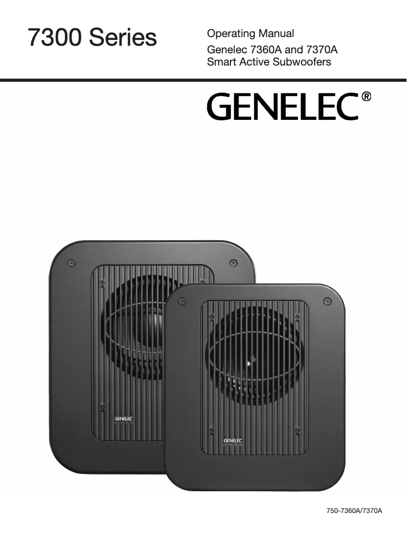Page 1 de la notice Manuel utilisateur Genelec 7370APM