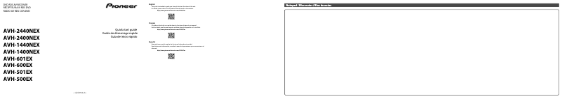 Page 1 de la notice Guide de démarrage rapide Pioneer AVH-1400NEX