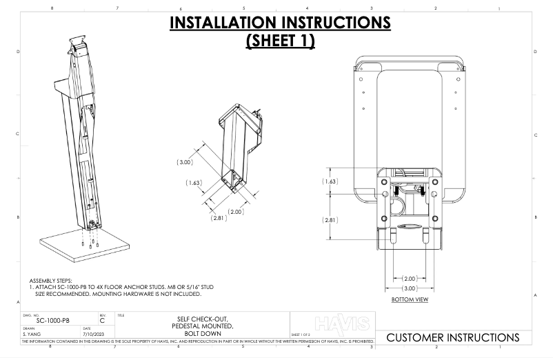 Page 1 de la notice Manuel utilisateur Havis SC-1000-PB