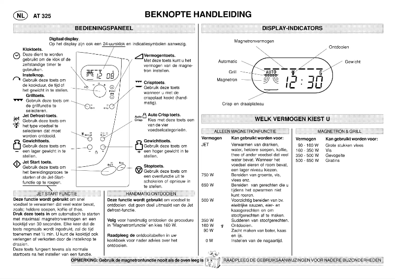 Page 1 de la notice Manuel utilisateur Whirlpool AT 325