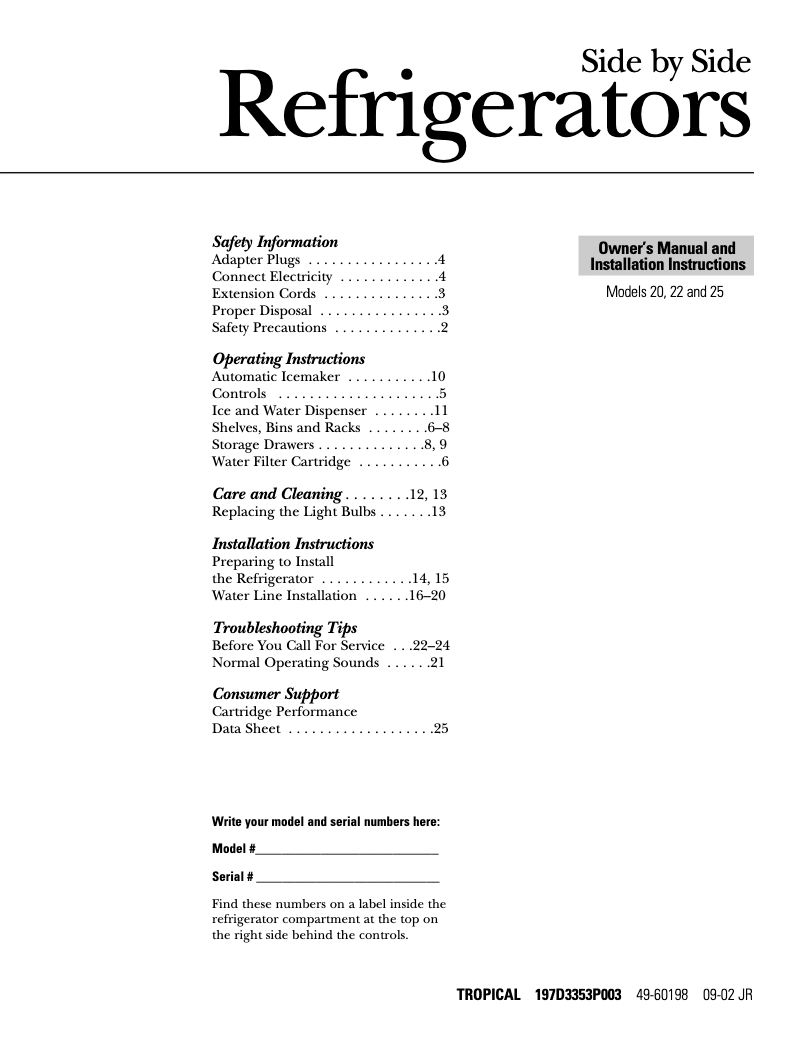 Page 1 de la notice Manuel utilisateur GE GST20IBMWW