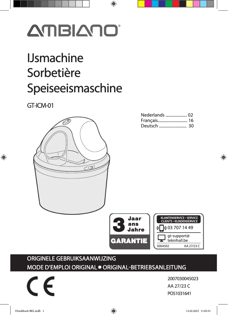 Page 1 de la notice Manuel utilisateur Ambiano GT-ICM-01