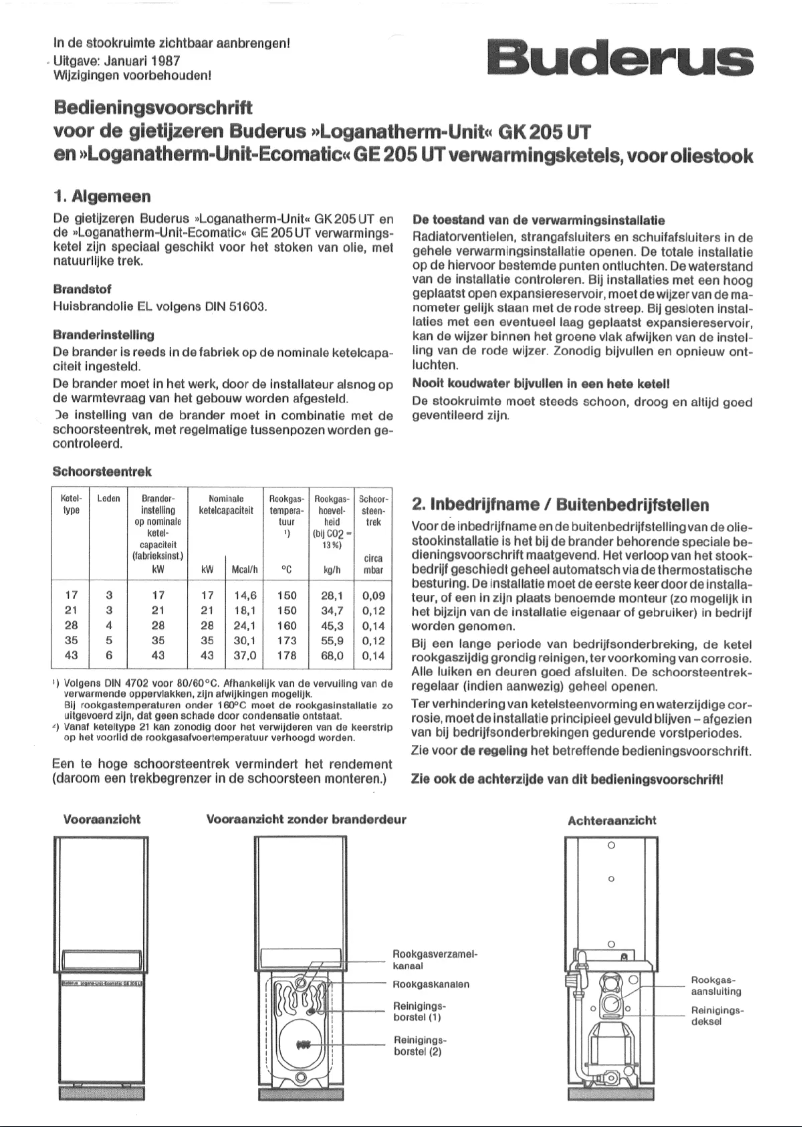 Page 1 de la notice Manuel utilisateur Buderus GE 205 T