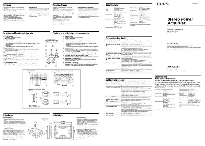 Página 1 del manual Manual de usuario Sony XM-475GSX