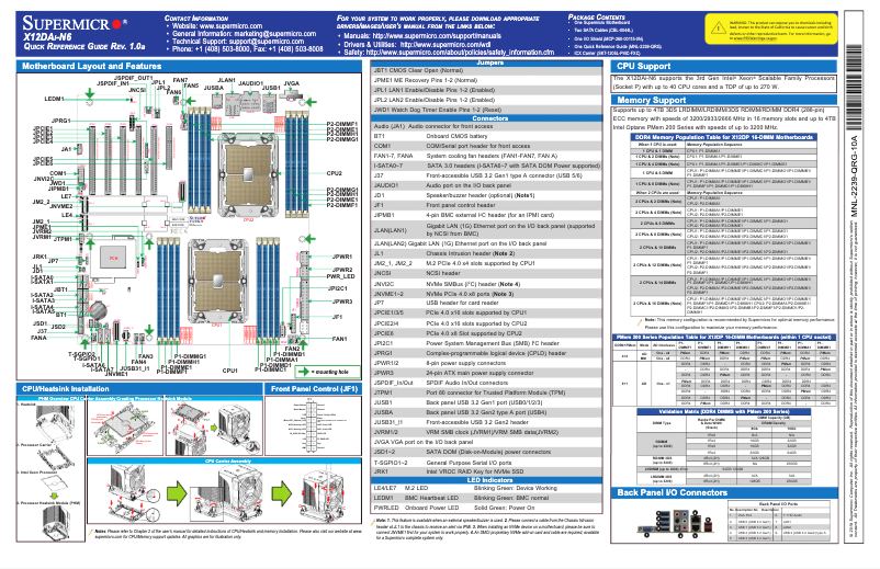 Page 1 de la notice Guide de démarrage rapide Supermicro X12DAI-N6