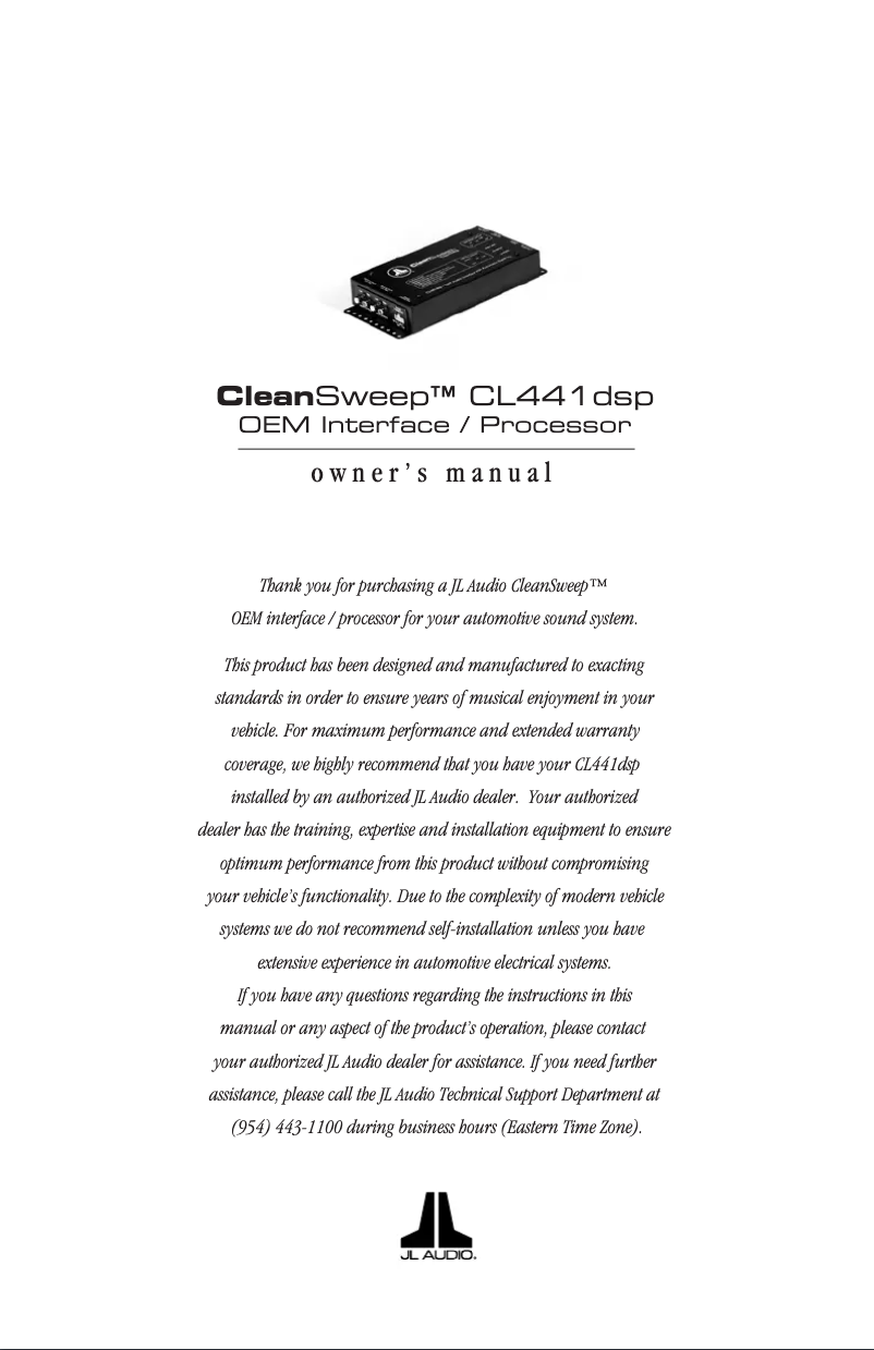 Image de la première page du manuel de l'appareil CleanSweep CL441dsp