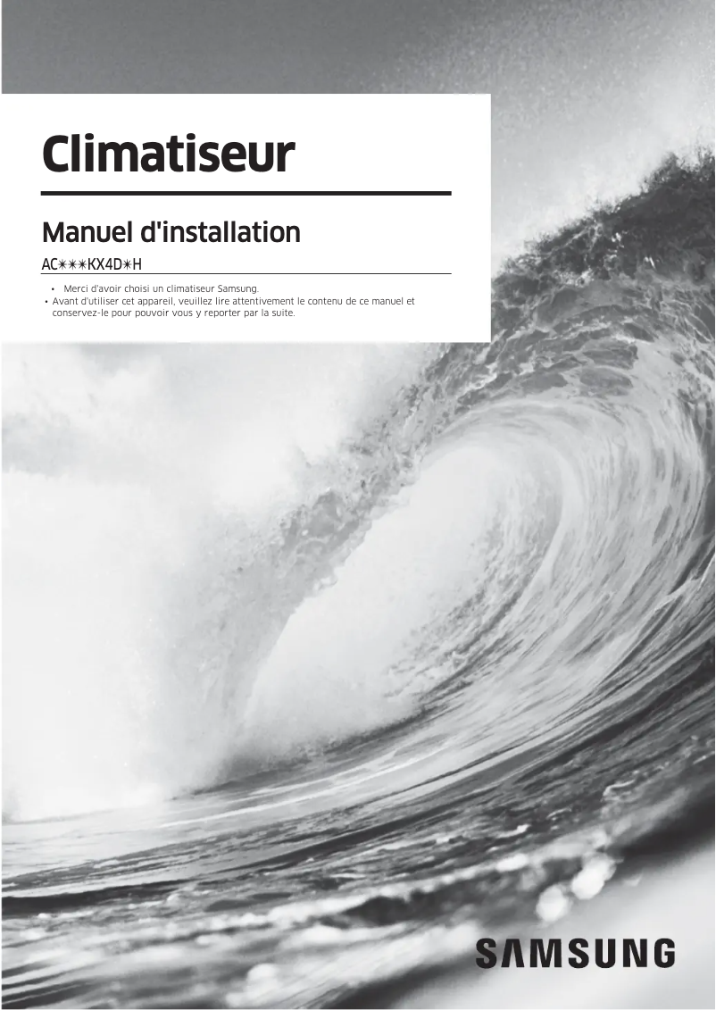 Page 1 de la notice Manuel utilisateur Samsung AC090KX4DKH/EU