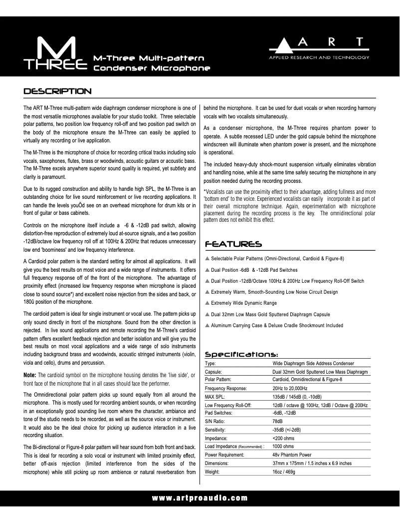 Image de la première page du manuel de l'appareil M-Three