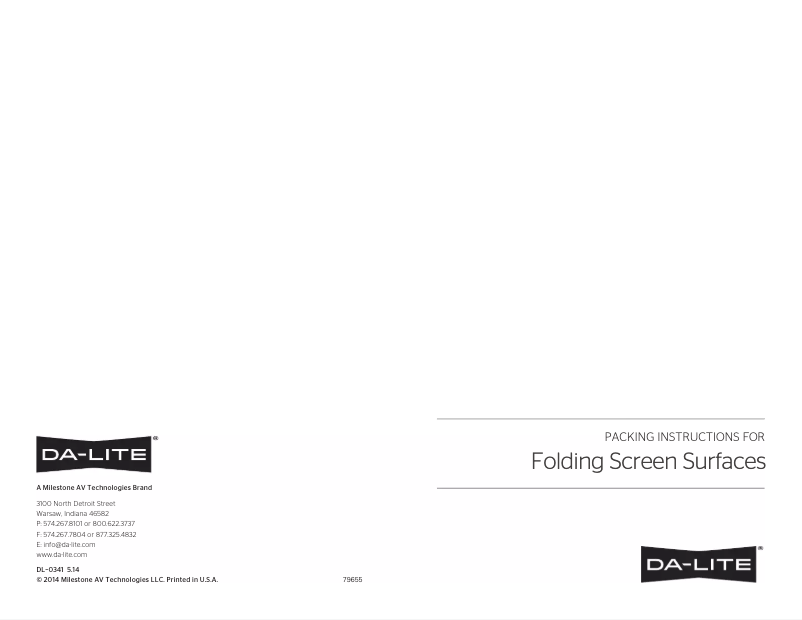 Página 1 del manual Manual de usuario Da-Lite Fast-Fold Truss 87299