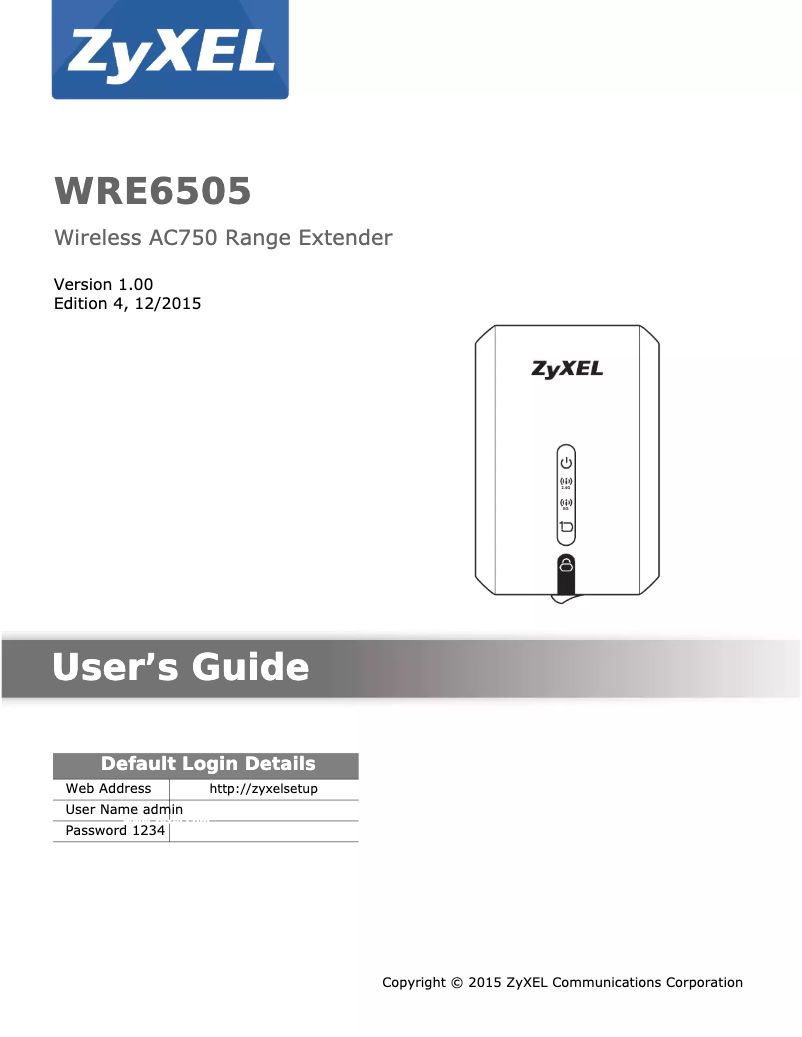 Página 1 del manual Manual de usuario ZyXEL WRE6505
