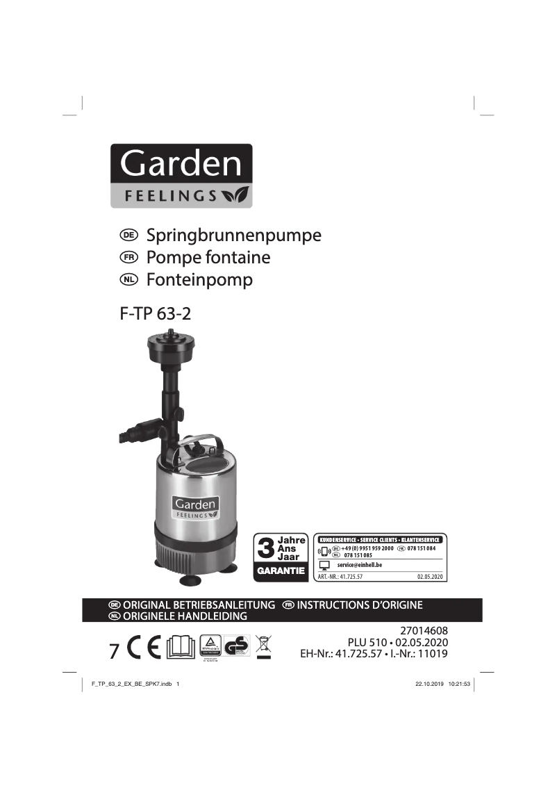 Página 1 del manual Manual de usuario Garden Feelings F-TP 63-2