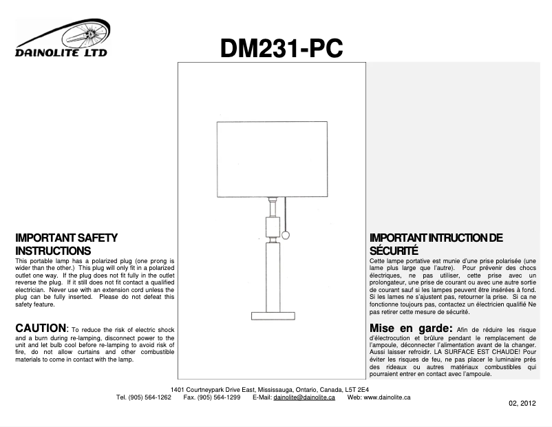 Page 1 de la notice Manuel utilisateur Dainolite DM231-PC