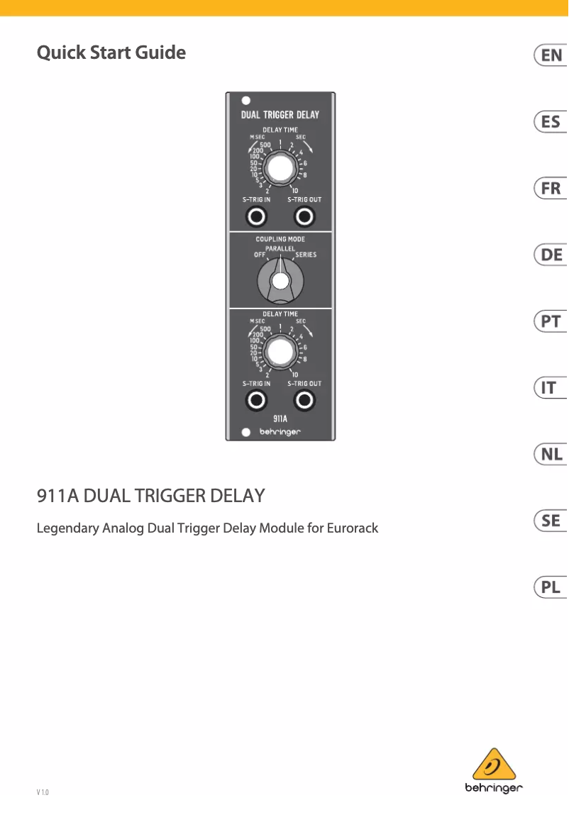 Page 1 de la notice Guide de démarrage rapide Behringer 911A Dual Trigger Delay