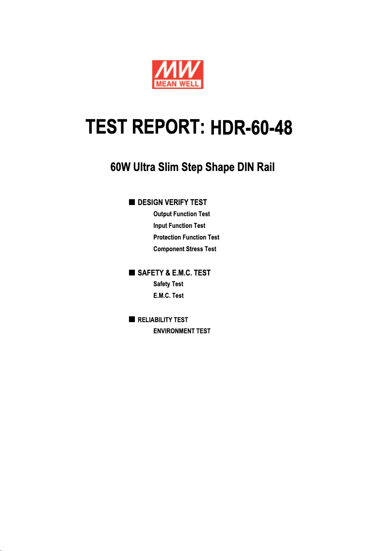 Page 1 de la notice Manuel utilisateur Mean Well HDR-60-48