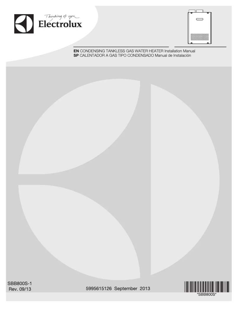 Page 1 de la notice Guide d'installation Electrolux EP18WI30LS