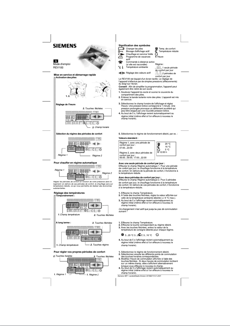 Image de la première page du manuel de l'appareil REV100