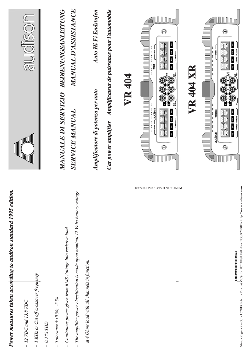 Image de la première page du manuel de l'appareil VR 404 XR