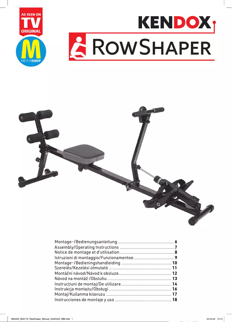 Page 1 de la notice Manuel utilisateur Kendox Rowshaper