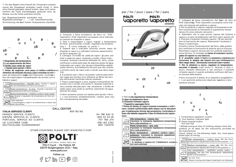 Página 1 del manual Manual de usuario Polti Vaporetto