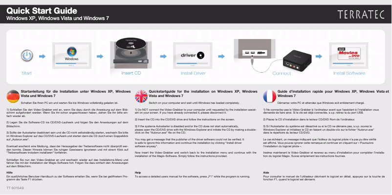 Page 1 de la notice Manuel utilisateur Terratec Grabster AV450MX