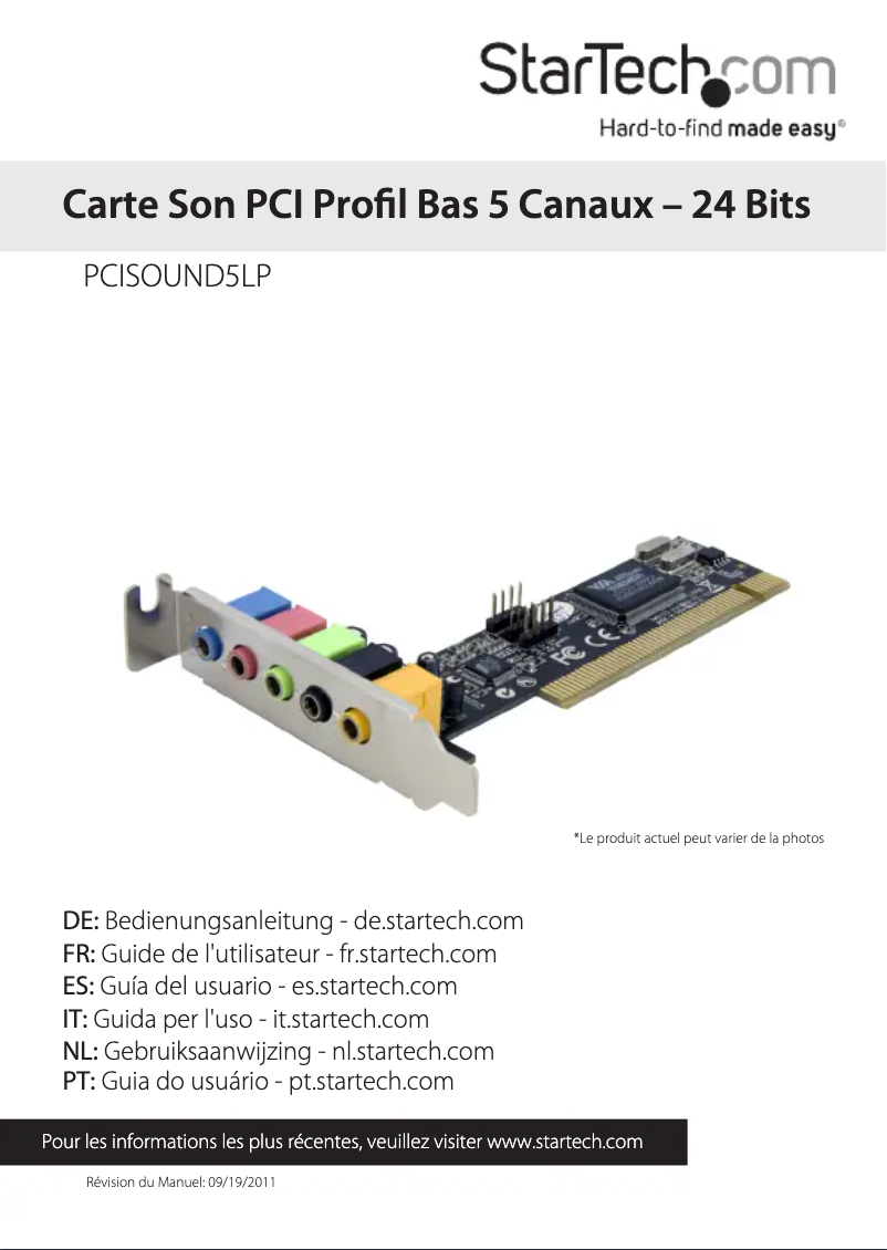 Page 1 de la notice Manuel utilisateur StarTech.com PCISOUND5LP