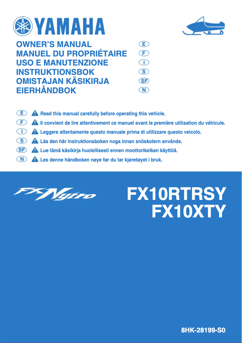 Page 1 de la notice Manuel utilisateur Yamaha FX Nytro X-TX ER (2009)