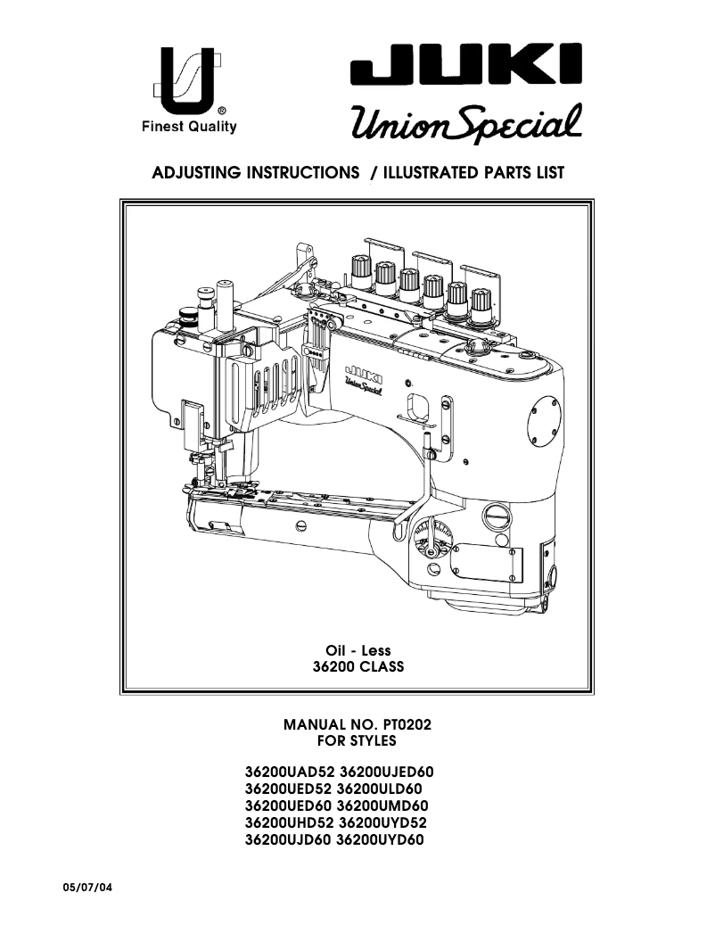 Page n°1 - Manuel utilisateur Union Special 36200UHD52