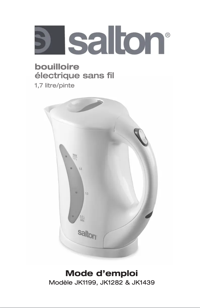 Page 1 de la notice Manuel utilisateur Salton JK1282