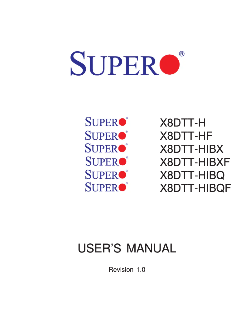 Page 1 de la notice Manuel utilisateur Supermicro X8DTT-H