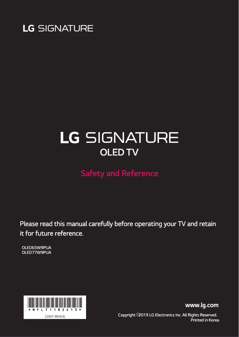 Página 1 del manual Manual de usuario LG OLED65W9PUA