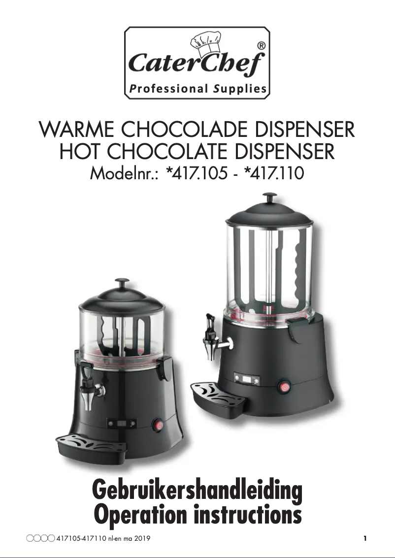 Page n°1 - Manuel utilisateur CaterChef 417110