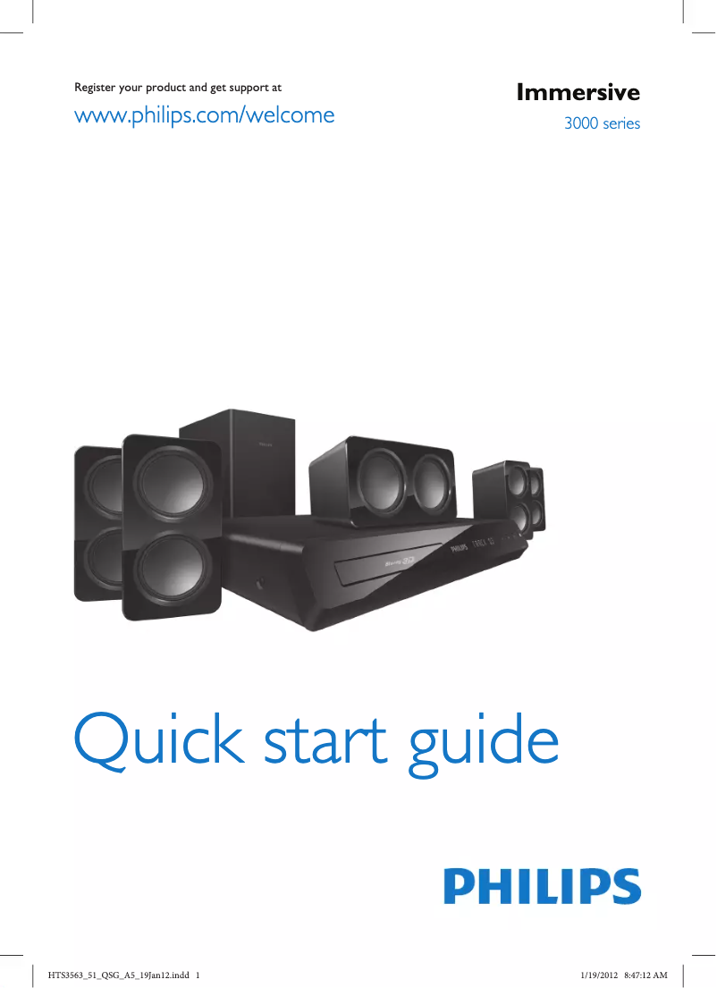 Page 1 de la notice Guide de démarrage rapide Philips HTS3563