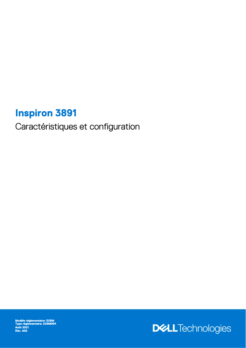 Image de la première page du manuel de l'appareil Inspiron 3891