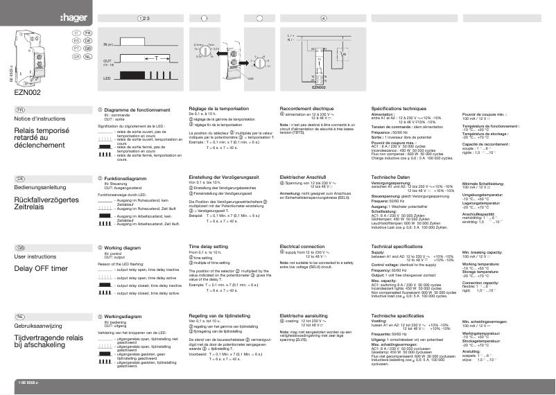 Page 1 of the manual Instruction Manual Hager EZN002