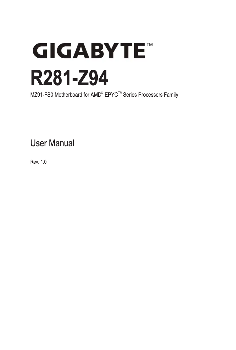 Image de la première page du manuel de l'appareil R281-Z94
