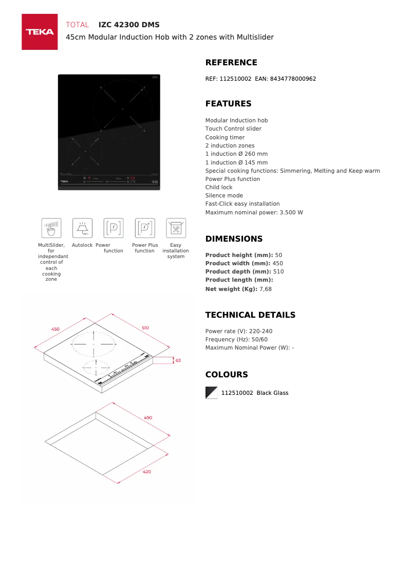 Page n°1 - Fiche technique Teka IZC 42300 DMS